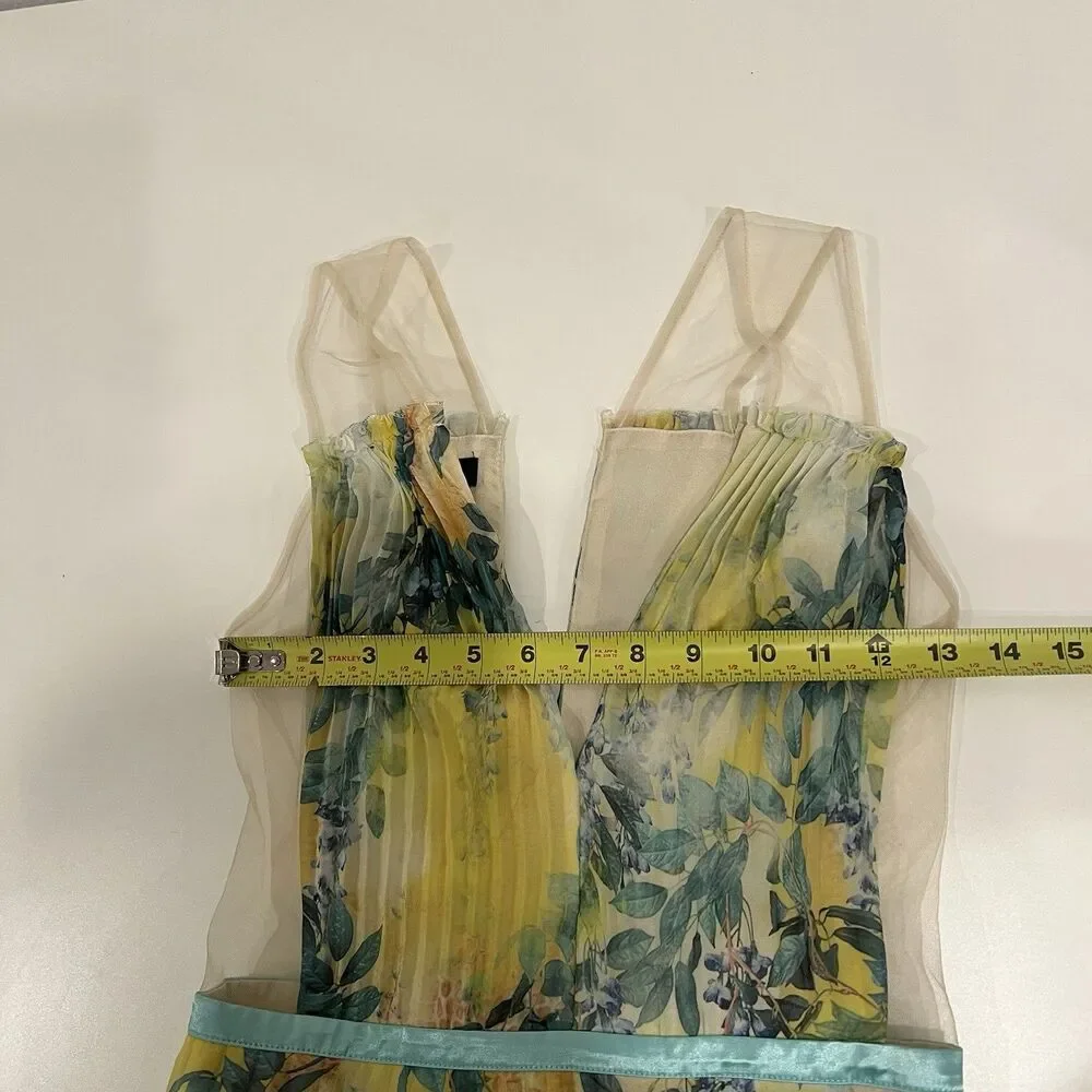 Bebe High Low Pleated Maxi Dress Floral Illusion Stunning Cocktail Women’s Sz 6 - Picture 10 of 12